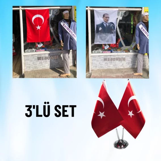 3'LÜ SET_2'Lİ BAYRAK+ BAYRAK+ ATATÜRK POSTERİ - 2