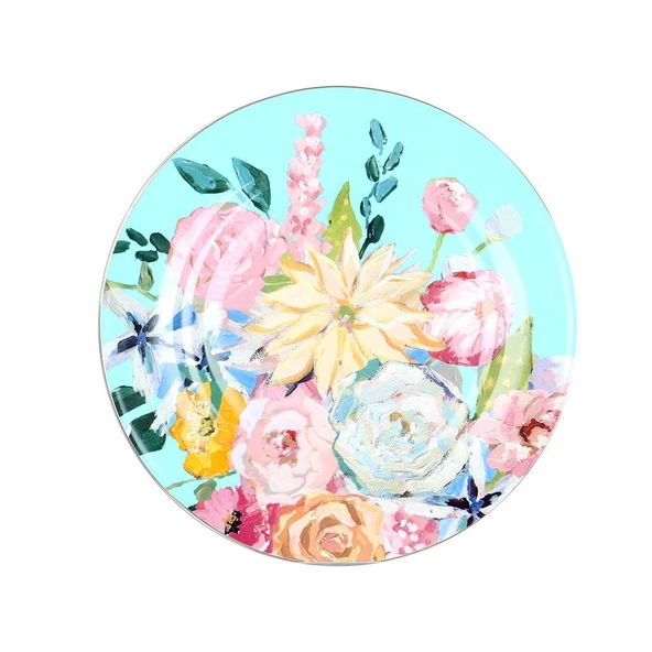 Luckyart Peony Desenli 6 lı Bone China Porselen Yemek tabağı seti 27 cm LYBA039 - 2