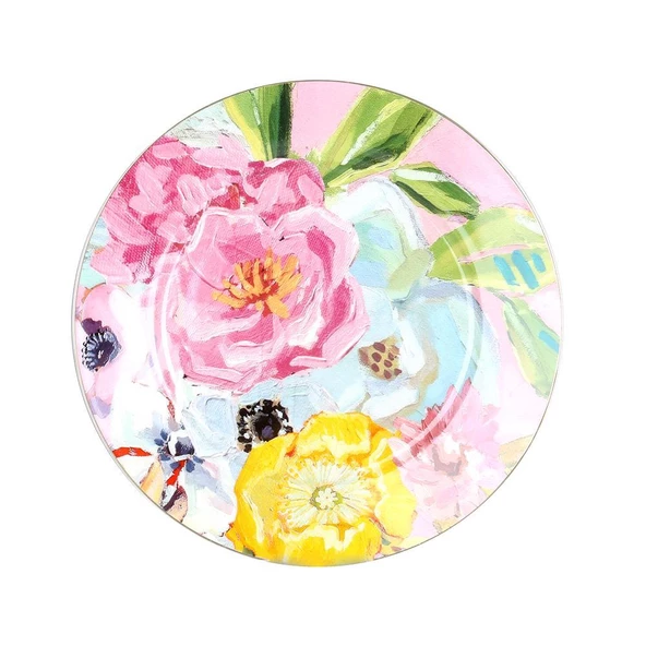 Luckyart Peony Desenli 6 lı Bone China Porselen Pasta tabağı seti 20 cm LYBA040 - 4