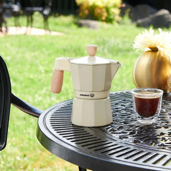 Korkmaz Etna Dayanıklı  3 Fincan Moka Pot 150 ml Beyaz Renk A5571 - 3