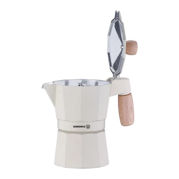 Korkmaz Etna Dayanıklı  3 Fincan Moka Pot 150 ml Beyaz Renk A5571 - 2