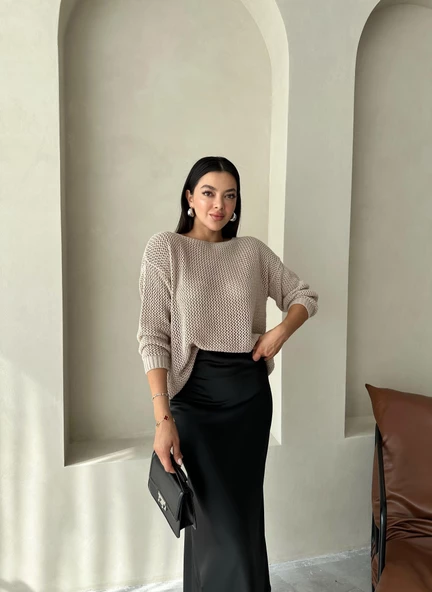 Taş Blossom Ajurlu Rahat Kesim Kazak - 6
