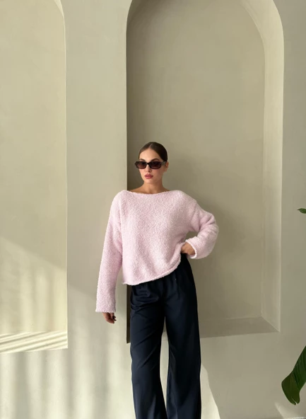 Pembe Rachel Havlu Yumoş Kazak - 5