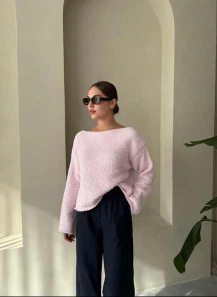 Pembe Rachel Havlu Yumoş Kazak - 3