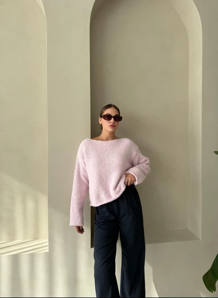 Pembe Rachel Havlu Yumoş Kazak - 6