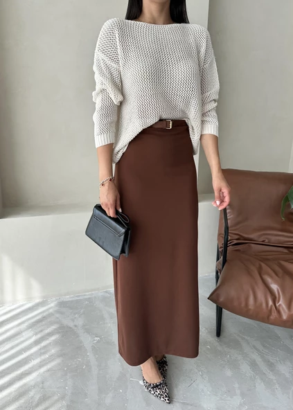 Krem Blossom Ajurlu Rahat Kesim Kazak - Resim 3