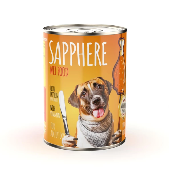Sapphere Kümes Hayvanlı Yetişkin Köpek Maması Konserve 400 Gr 12 Adet - 4