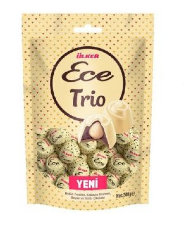 Ülker Ece Trio Bütün Fındıklı Beyaz Ve Sütlü Çikolata 300 Gr - 1
