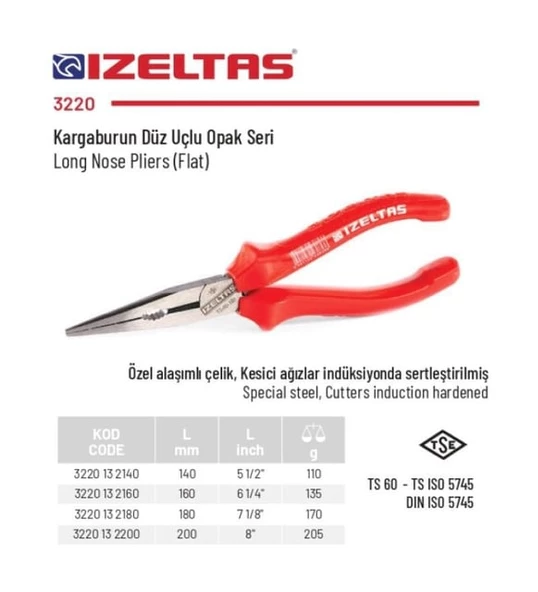 İzeltaş Kargaburun Düz Uçlu Opak 200 mm 3220132200 - Resim 4