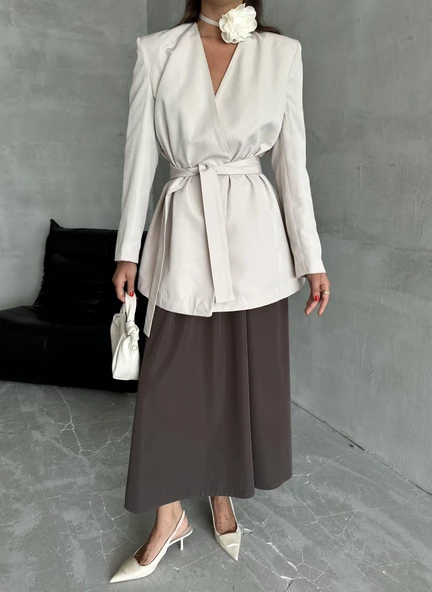 Taş Elegant Kuşaklı Ceket - 2