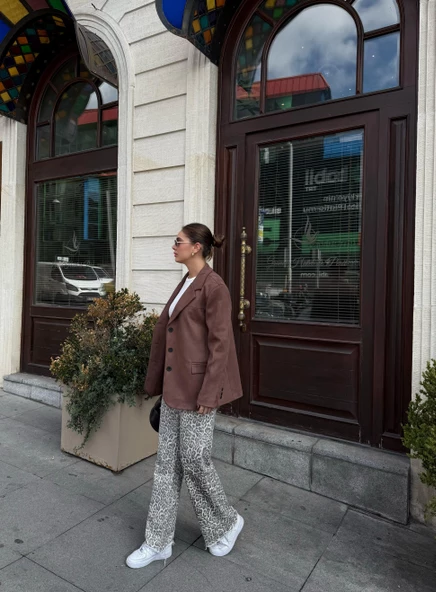Kahverengi Latte Kemik Düğmeli Süet Ceket - 10