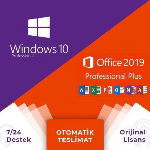 Windows 10 Pro Lisans Anahtarı + Office 2019 Pro Plus 32&64bit Lisans Anahtarı