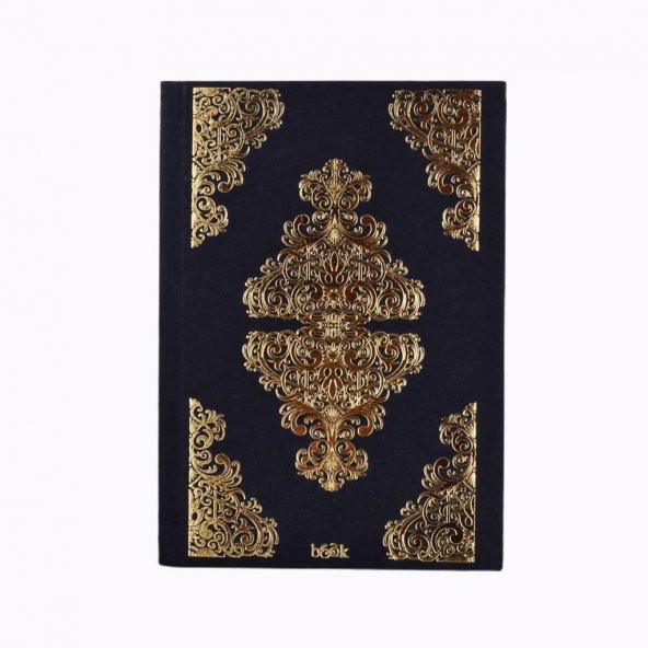 Etnik Saray Desenli Varak Yaldızlı Siyah Sayfalı Küçük Boy Günlük Hatıra Defteri