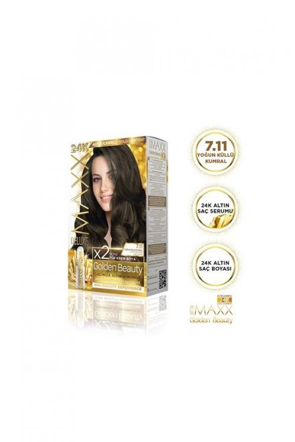 Maxx Deluxe Golden 7.11 Yoğun Küllü Kumral 24k Altın İçerikli Saç Boyası