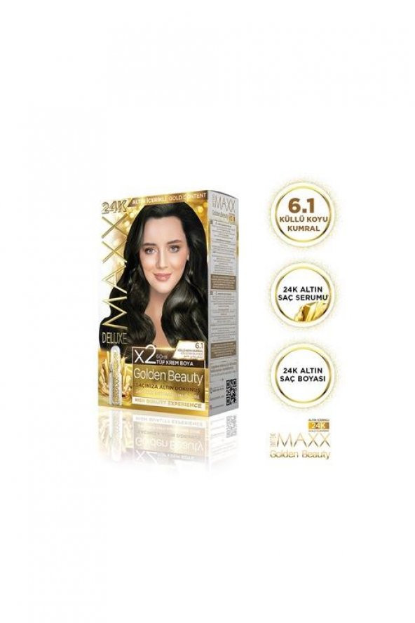 Maxx Deluxe Golden 6.1 Koyu Küllü Kumral 24k Altın İçerikli Saç Boyası