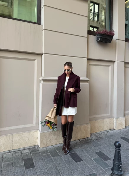 Bordo Madrid Şallı Ceket - 9