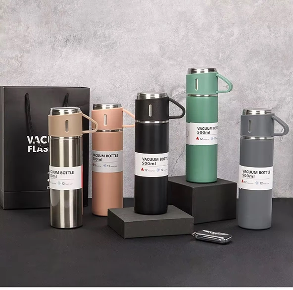 Kapris Paslanmaz Çelik Termos 3lü Set Pembe Kap-291 - 3