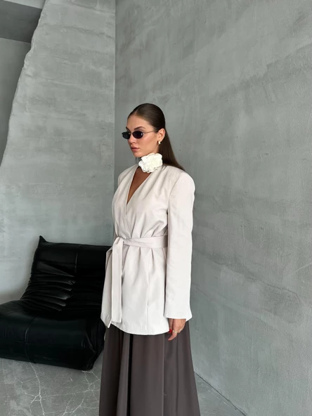 Taş Elegant Kuşaklı Ceket - 3