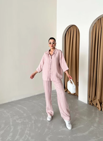 Pudra Fakir Kol Kendinden Çizgili Takım - Resim 4