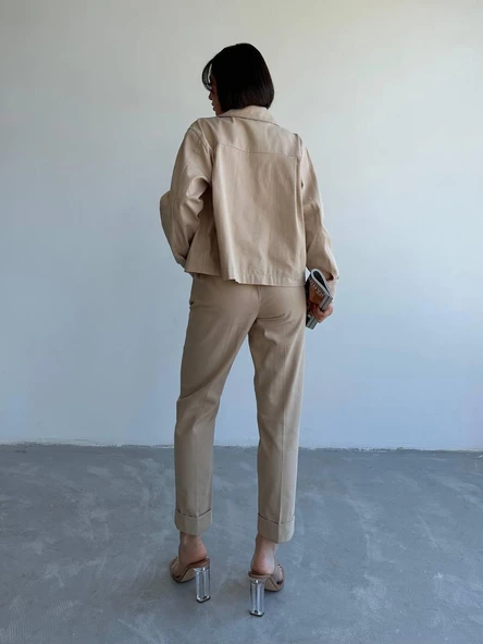 Vizon %100 Pamuk Gömlek Havuç Pantolon Takım - 3