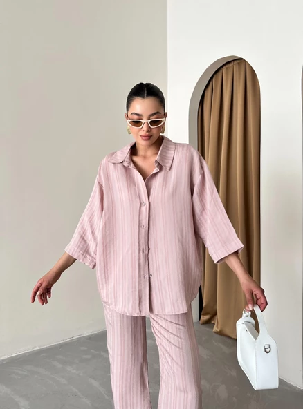 Pudra Fakir Kol Kendinden Çizgili Takım - Resim 3