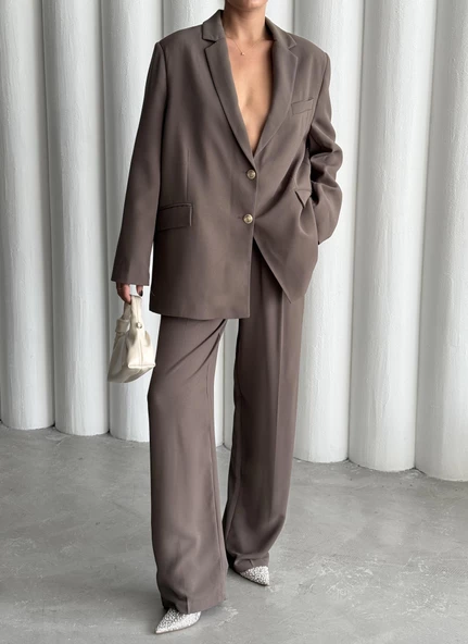 Koyu Vizon Cosmopolitan Ceket-Pantolon Takım - Resim 3