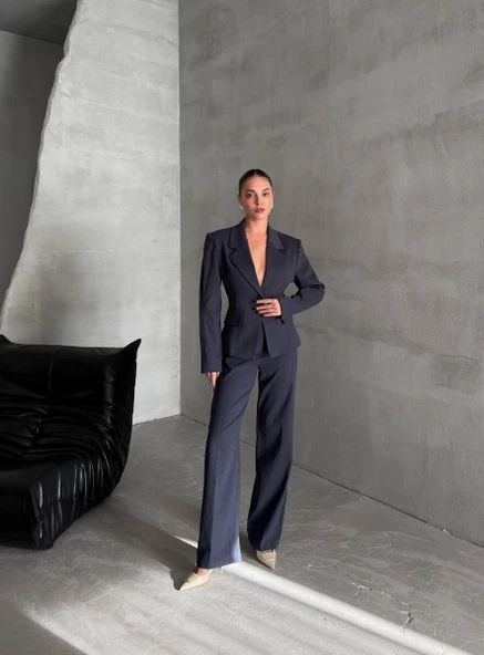 Lacivert Kol Pens Ve Belden Oturtmalı İkili Takım - Resim 6