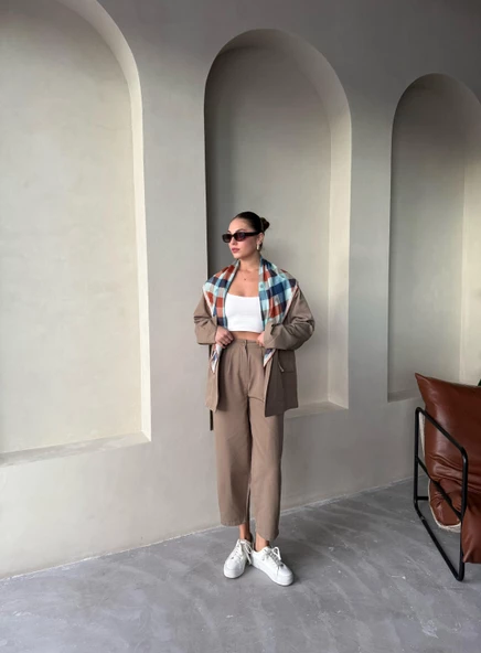 Haki Holly Cepli Blazer Ceket Pantolon Takım - Resim 10