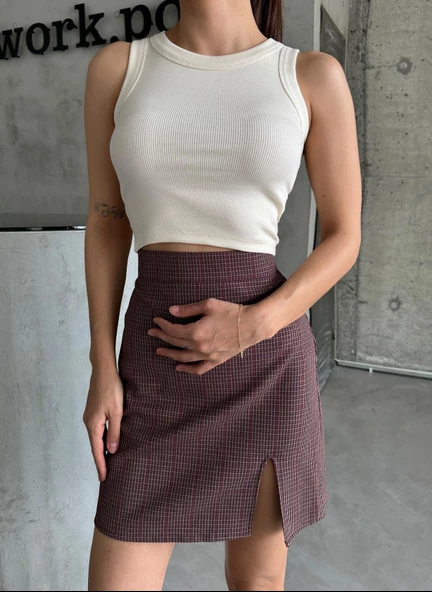 Bej Halter Yaka Fitilli Crop Atlet - 2