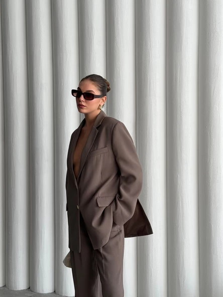 Koyu Vizon Cosmopolitan Ceket-Pantolon Takım - Resim 5