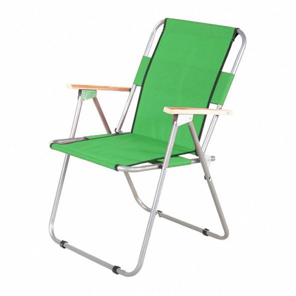 Yeşil Katlanır Kamp Sandalyesi - Plaj Sandalyesi -Kol Dayamalı Kamp Taburesi-Katlanabilir Sandalye