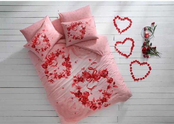 Taç Ranforce Çift Kişilik Nevresim Takımı  Roses Pembe - 1