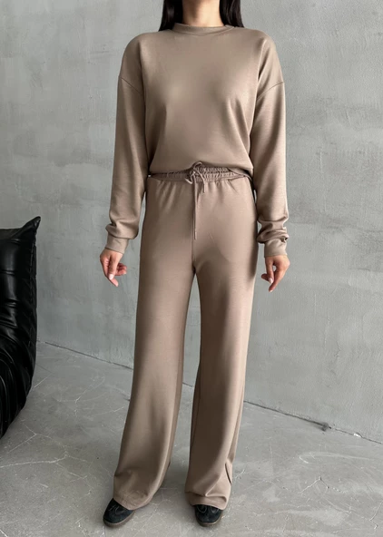 Vizon Sweat Geniş Paçalı Pantolon Takım - 2