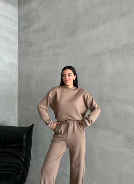 Vizon Sweat Geniş Paçalı Pantolon Takım - 7