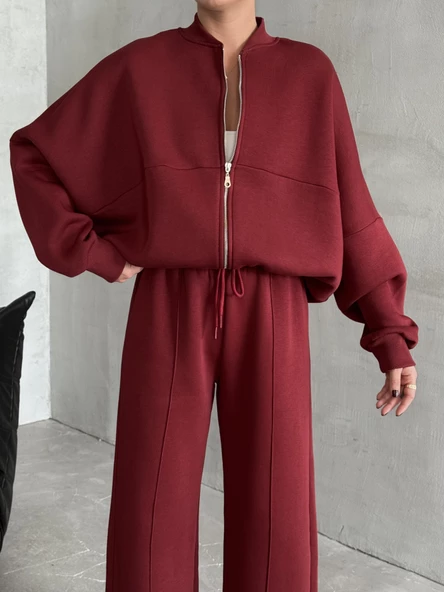 Bordo Charlotte 3 İplik Eşofman Takımı - Resim 3