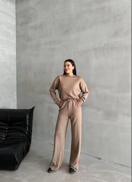 Vizon Sweat Geniş Paçalı Pantolon Takım - 4