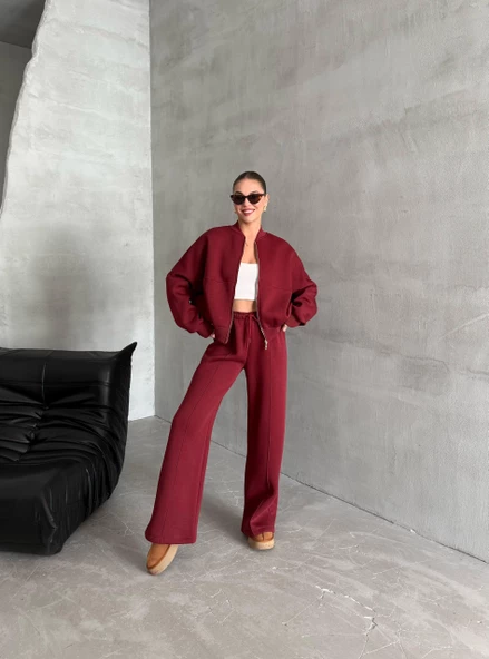 Bordo Charlotte 3 İplik Eşofman Takımı - Resim 10