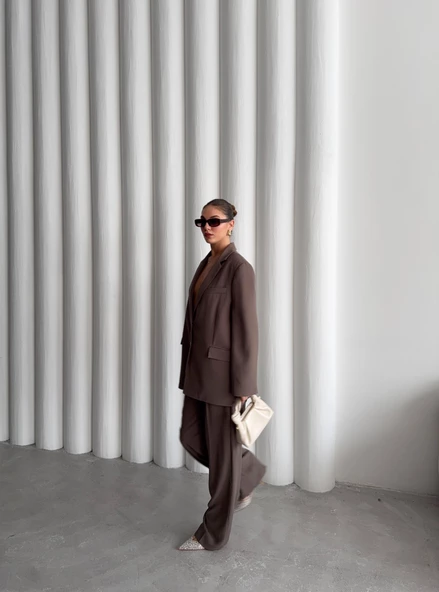 Koyu Vizon Cosmopolitan Ceket-Pantolon Takım - Resim 9