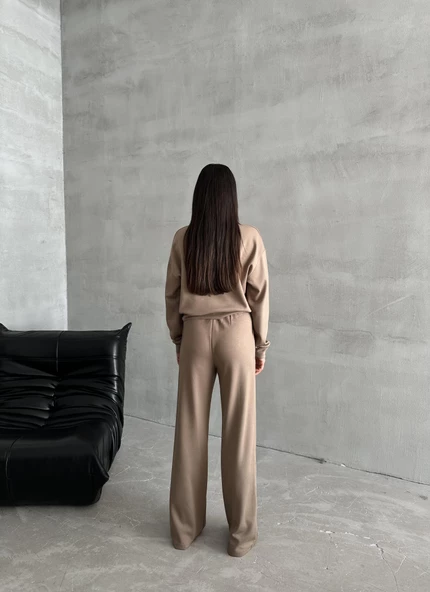 Vizon Sweat Geniş Paçalı Pantolon Takım - 9