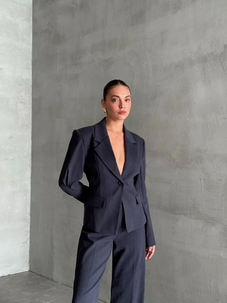 Lacivert Kol Pens Ve Belden Oturtmalı İkili Takım - Resim 8