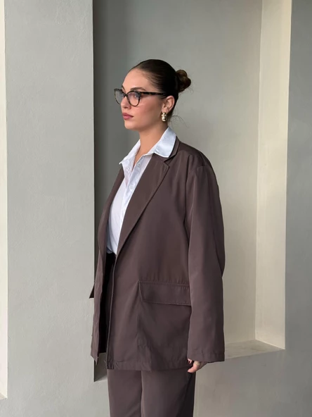 Kahve Holly Cepli Blazer Ceket Pantolon Takım - 4