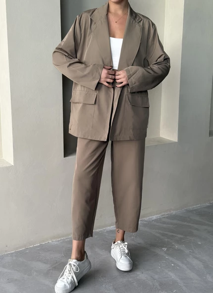Haki Holly Cepli Blazer Ceket Pantolon Takım - Resim 3