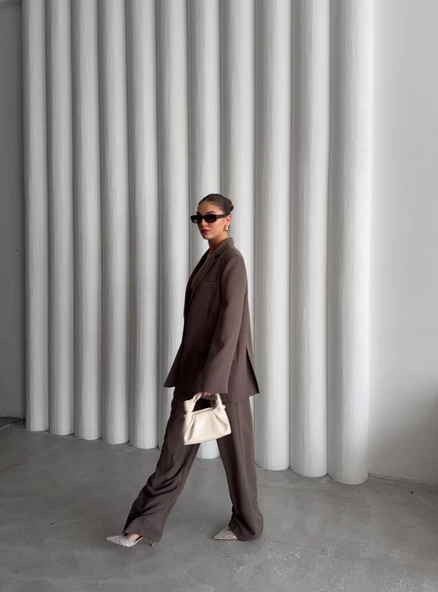 Koyu Vizon Cosmopolitan Ceket-Pantolon Takım - Resim 10