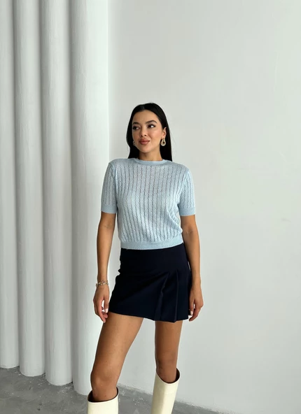 Bebe Mavisi Stella Kısa Kol Triko Bluz - 6