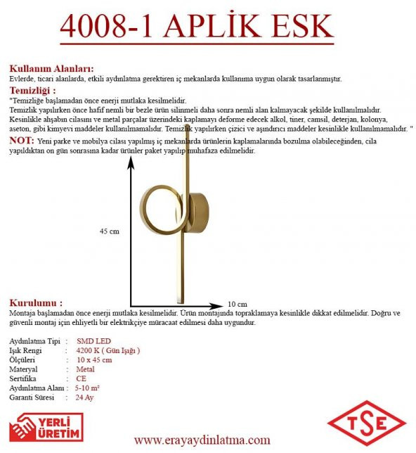 Eray Aydınlatma 4008-1 Eskitme Led Aplik - 3