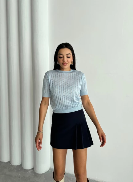 Bebe Mavisi Stella Kısa Kol Triko Bluz - 4