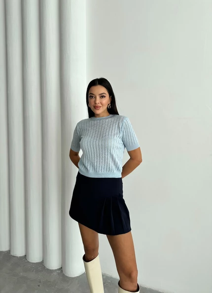 Bebe Mavisi Stella Kısa Kol Triko Bluz - 3
