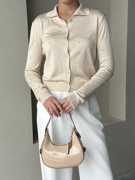 Taş Polo Yaka Mini Topçuklu Bluz - 2