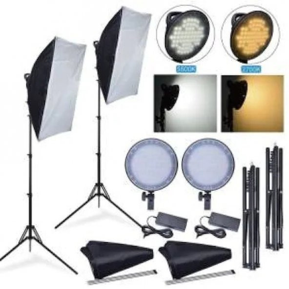 Deyatech 5500K LED Işık Softbox 50x70 Kit sürekli ışık video ışık