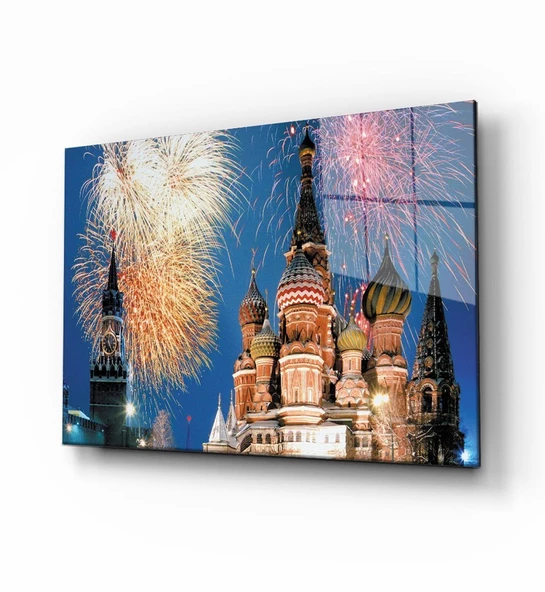 Şehirler Noel Kutlama Dekoratif ve Modern Cam Tablo ürün görseli